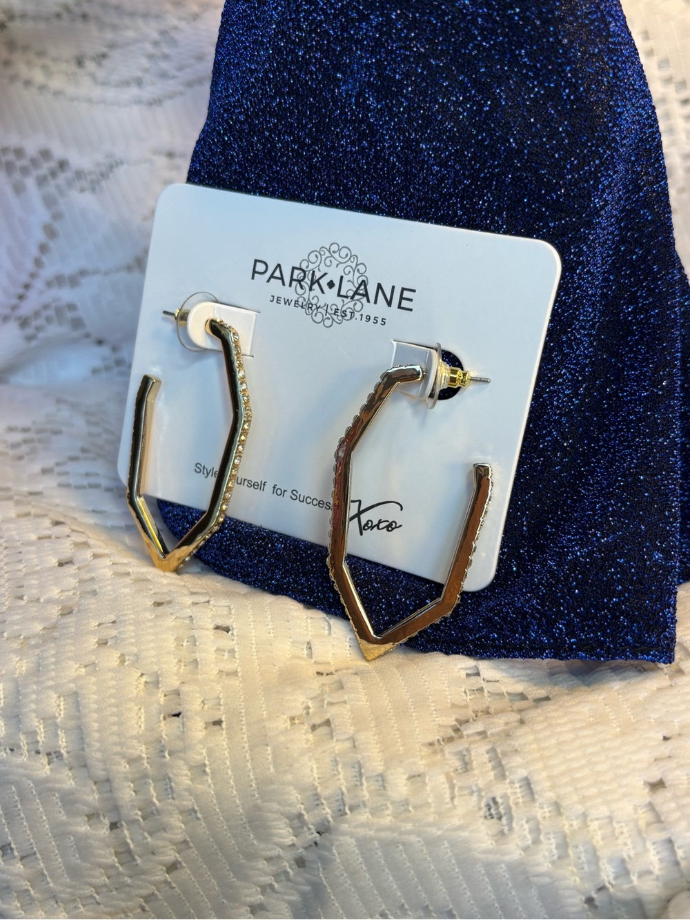 Park Lane Gold Large Statement Studded Earrings 2 inch drop - Picture 9 of 9